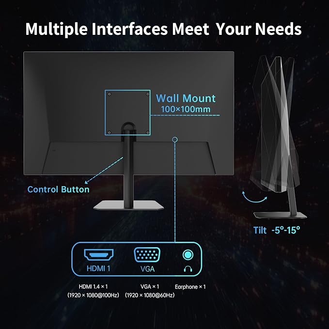 KTC 24.5 Inch 100Hz IPS Computer Monitor - FHD(1920 x 1080P), Anti-Blue Light Screen, 126% sRGB, 16.7M, Support FreeSync and GSync, PC Monitor for Casual Gaming and Working