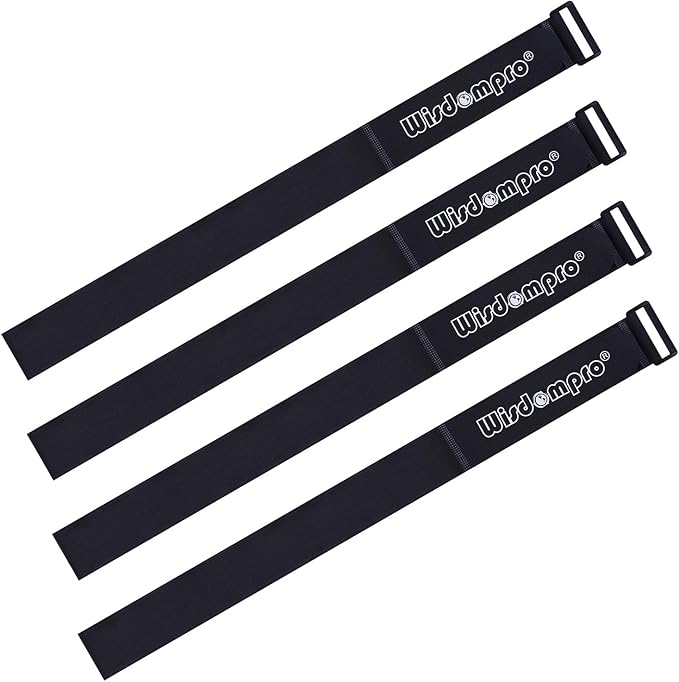 Extra Large 4 Pack 2 x 48 Inches Hook and Loop Strap, Reusable Fastening Cable Tie Down Straps by Wisdompro - Reusable, Durable Functional Cinch Cable Straps for Your Home, Office, Workspace