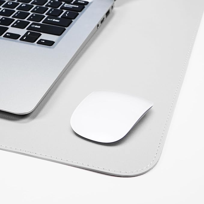 Leather Desk pad Protector, Large Desk mat with Natural Cork & PU Leather,Mouse pad,Non-Slip Office Desk Mat,Waterproof Desk Writing Pad for Office and Home (47in*17in, Ivory White)