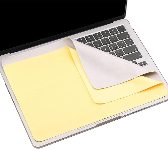2 Pack Microfiber Liner Cleaning Cloth with Screen Keyboard Imprint Protection for MacBook Pro/AIR 13" 14" 2018-2025, Keyboard Protector Compatible MacBook Air 13/MacBook Pro 14 (M4-M1)-Grey+Yellow