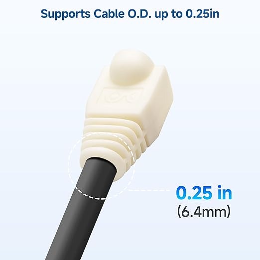 Cable Matters 200-Pack Cat6 / Cat5e RJ45 Strain Relief Boots, RJ45 Boot, Cat 6 Boot, Cat6 Ethernet Boots, White, Suitable for 6.5mm (0.25in) Ethernet Cables