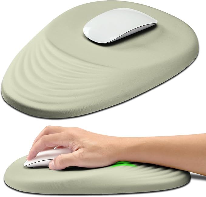 Hokafenle Ergonomic Mouse Pad Wrist Support with Stepped-Wedge Design, Wrist Rest Pain Relief Mousepad Filled with Memory Foam, Carpal Tunnel Mousepad for Wireless Mouse(12x8 inch,Beige)