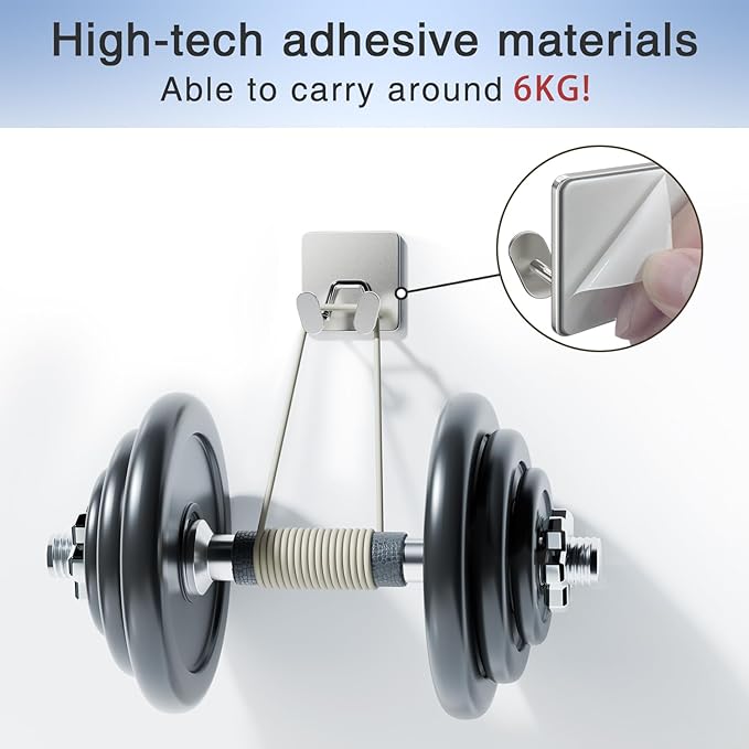 Adhesive Shower Hooks for Inside - Extra Sticky Stainless, Razor Holder Shower Accessories, Wall Mounted Self-Adhesive Double Hooks for Razor, Loofah, Towel, Shaver, Coat, Key, Silver, 4-Pack
