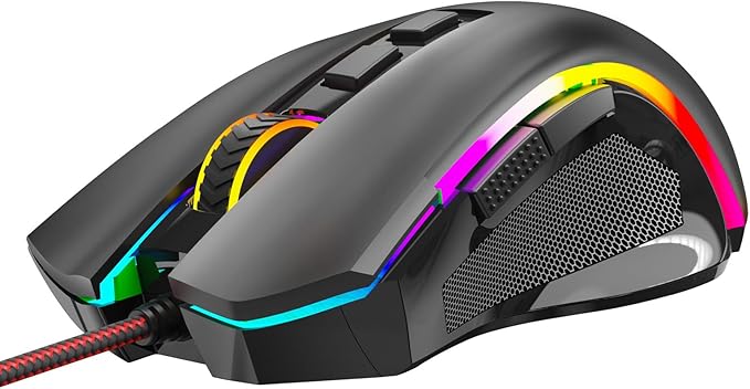 Redragon M602 Gaming Mouse, Ergonomic RGB Gaming Mouse Wired with 7200 Adjustable DPI, 9 Programmable Buttons, Professional Software for Gamer Office [Black]