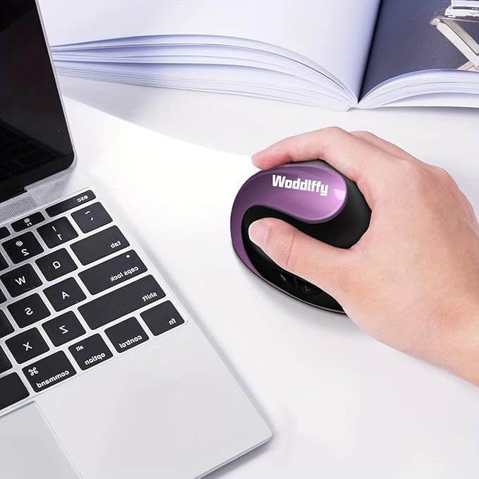 Ergonomic Mouse Wireless, Vertical Mouse Right Handed Small Mouse with 6 Buttons 1000/1200/1600 for Laptop,Desktop,PC, MacBook（Purple AA）