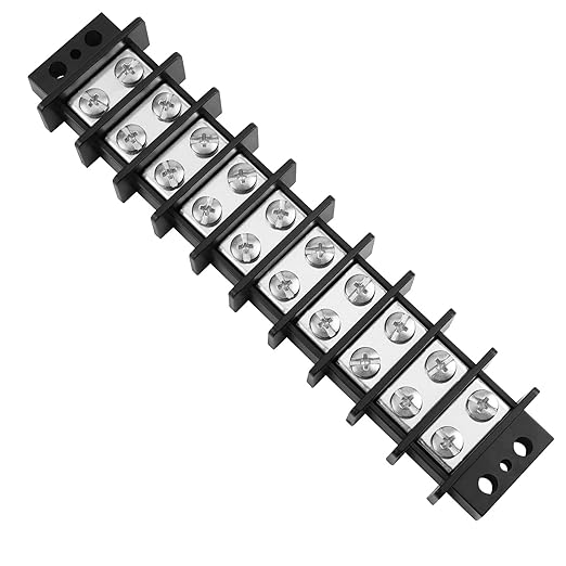 GLOSO TBE Double Row Stainless Terminal Blocks, Marine Grade, 4-14 AWG Cu, 75A/600V - 1 Pack, 10 Poles