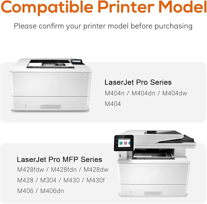 Compatible 58a hp Toner Cartridge Replacement for HP 58A CF258A 58X CF258X (with chip) Toner Cartridge for Laserjet Pro MFP M428fdw M404n M428fdn M404dn M430 Printer(2 Black)