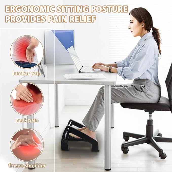 Foot Rest, Six Heights Adjustable Foot Rest for Under Desk at Work, Ergonomic Foot Stool for Under Office Desks, Under Desk Footrest with Foot Massage Roller, Office Leg Rest (Classics)