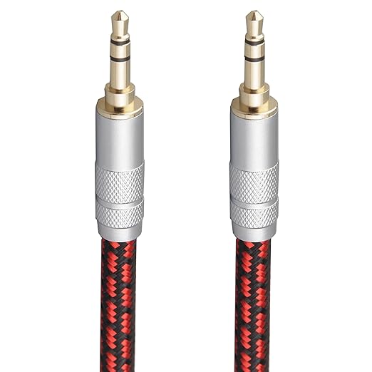 Audiophile High Purity Copper Aux Audio Cable 3.5mm Male to 3.5mm Male Audio Auxiliary Cord Gold-Plated Stereo HiFi Adapter Cable (Straight to Straight, 3.2ft/1m)
