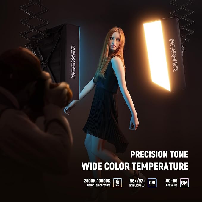 NEEWER 115W Flexible LED Video Light, Studio RGB Panel Light Mat Kit with Softbox APP/2.4G/DMX Control 2500K-10000K 14700lx/0.5m CRI96+, Key Lighting for Photography Streaming Video Recording, FL100C