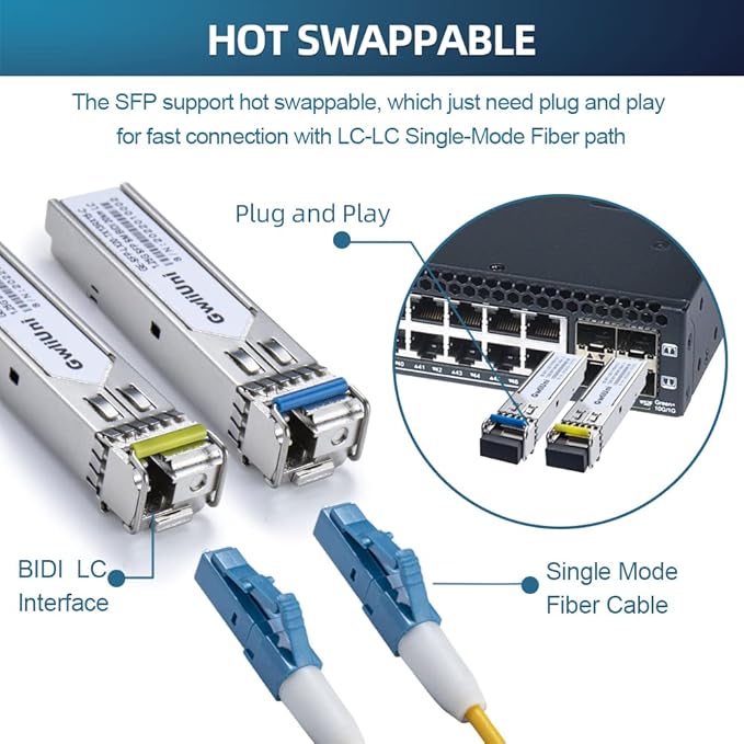 5 Pairs 1.25G BIDI SFP Single Mode Fiber Module Network Transceiver, LX SM 1310nm 1550nm 20km, Simplex LC Interface for Switch, Router, Firewall, Network Card, Media Converter etc