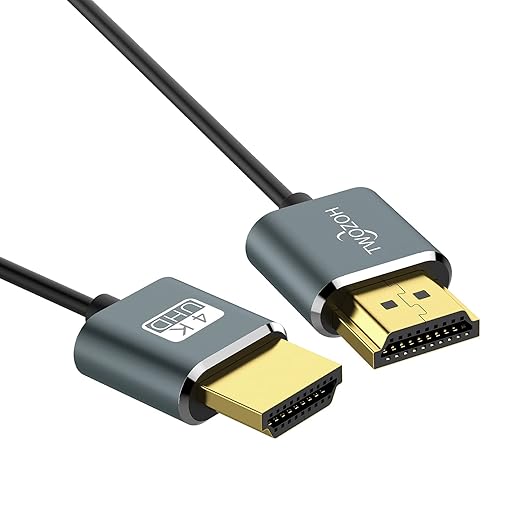 Twozoh Ultra-Thin HDMI to HDMI Cable 10FT, Hyper Slim HDMI 2.0 Cable, Extreme Flexible HDMI Cord Support 3D/4K@60Hz, 2160P, 1080P