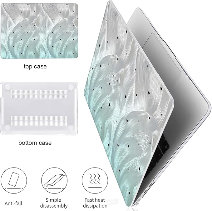 for MacBook Air 13.6 Inch Case 2025 2024 2023 2022 Release Models: M4 A3240 A3113 M3 A2681 M2, Plastic Hard Shell Case Cover for Mac Air 13.6 Retina Display & Touch ID，Silver Green Gradient