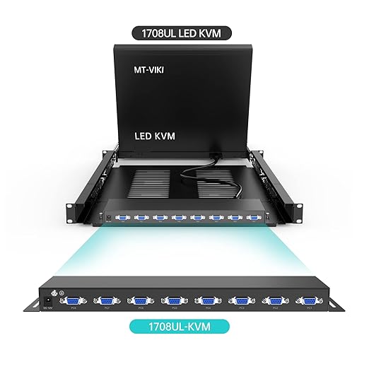 MT-VIKI 8 Port KVM Switch VGA +8 KVM Cables, Daisy Chain Component for VGA LCD KVM Console, Cascading up to 64 Devices, Support Keyboard hotkey & OSD Switching