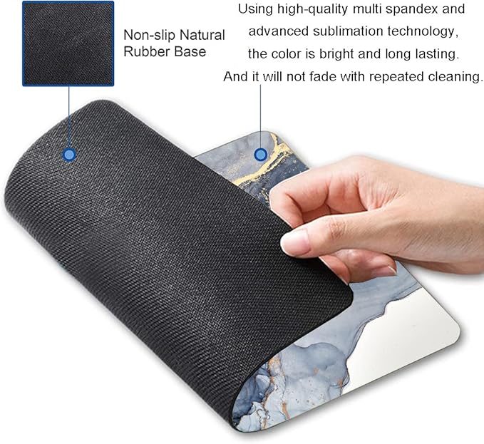 Marble Mouse Pad - Square Waterproof Non-Slip Rubber Base for Office Laptop, 9.5"x7.9"x0.12" Inch (Gilt Marble)