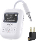 YMOO Bluetooth 5.4 Transmitter Receiver for Airplane, Wireless Bluetooth Adapter Travel Essentials, Supports to 2 Headphones, 25H Playtime, 2-in-1 Adapter with LED Display for TVs Gym Car Home,White