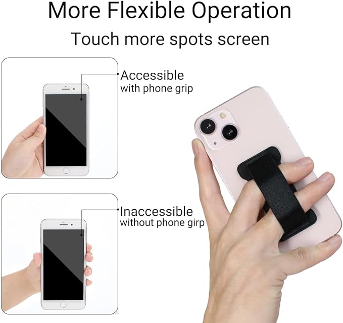 Phone Grip Holder for Hand, Universal Finger Strap Phone Holder, Finger Selfie Grip Compatible with Most Smartphones (Red) - 2Pack