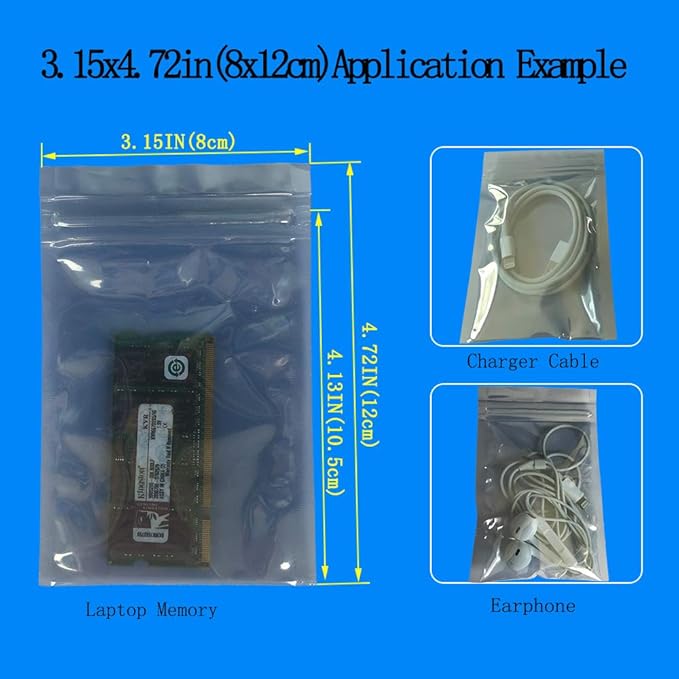 Anti Static Bags,ESD Bags,100pcs Mixed Sizes Antistatic Resealable Bag for 3.5 Hard Drive, 2.5 Solid State Drive with Labels, ESD Shielding Bag for Varieties of Electronic Device