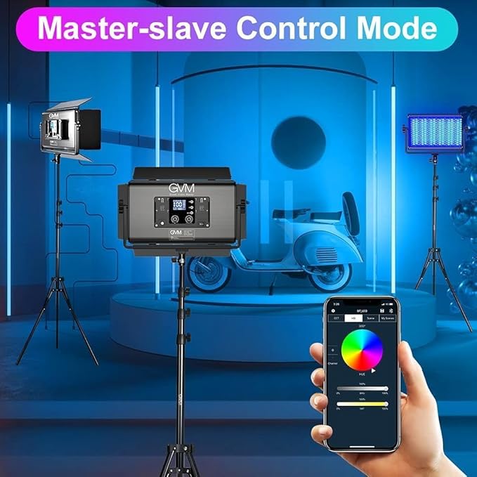 GVM 1500D RGB LED Video Light with Softbox, 75W Video Lighting Kit with Bluetooth Control, 3 Packs Led Panel Light for Photography, YouTube Studio, Broadcasting, 18 Kinds Lighting Scene