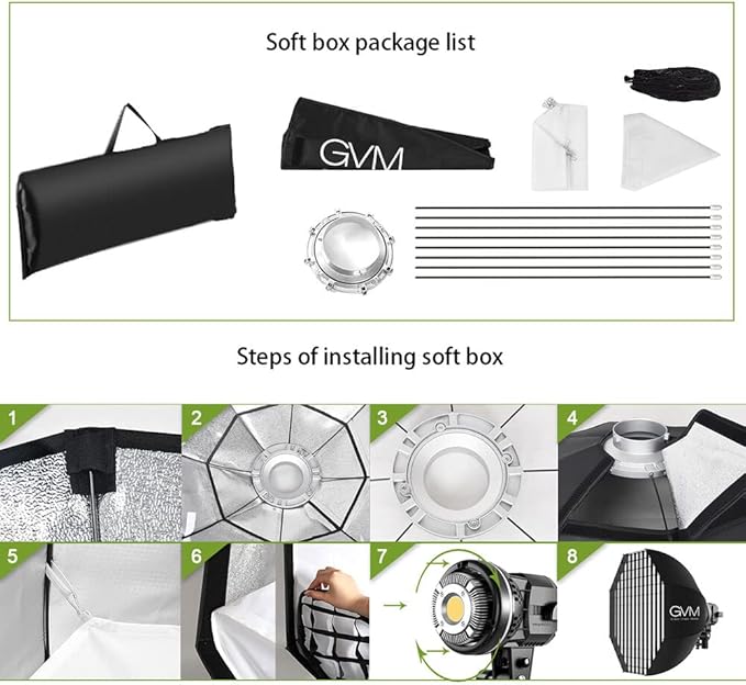 GVM 80W Photo Studio Lighting Kit, LED Video Light with Bowen Mount 23.6" Softbox, Tripod Stand, Continuous Output Daylight 5600K Lights for Photography