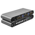 2 Computers 2 HDMI Monitors Matrix Automatic KVM Switch 4K@60Hz, Hotkey Switching, EDID, Digital Display and Aluminum Shell, USB 3.0 Hub Audio Microphone with Cables