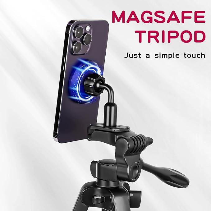 55" Phone Tripod, PHOPIK Aluminum Extendable Tripod Stand with Shutter, Carrying Bag, Compatible with iPhone/Android/Sport Camera&Insta 360 x5 Perfect for Video Recording/Selfies/Live Stream/Vlogging