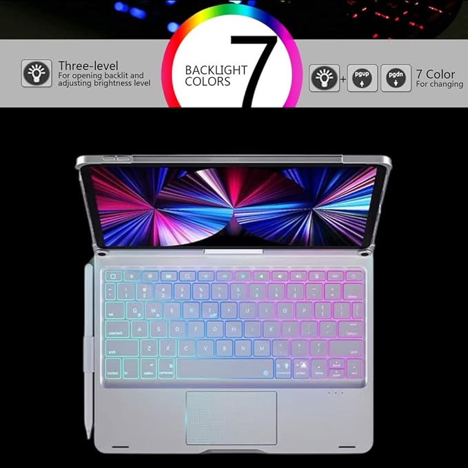 Keyboard case for iPad Mini 7 A17 Pro/Mini 6 Rotating,Touchpad Keyboard Case for iPad Mini 7th/6th Generation 8.3-inch with Trackpad Backlight Rotatable, Rose Gold
