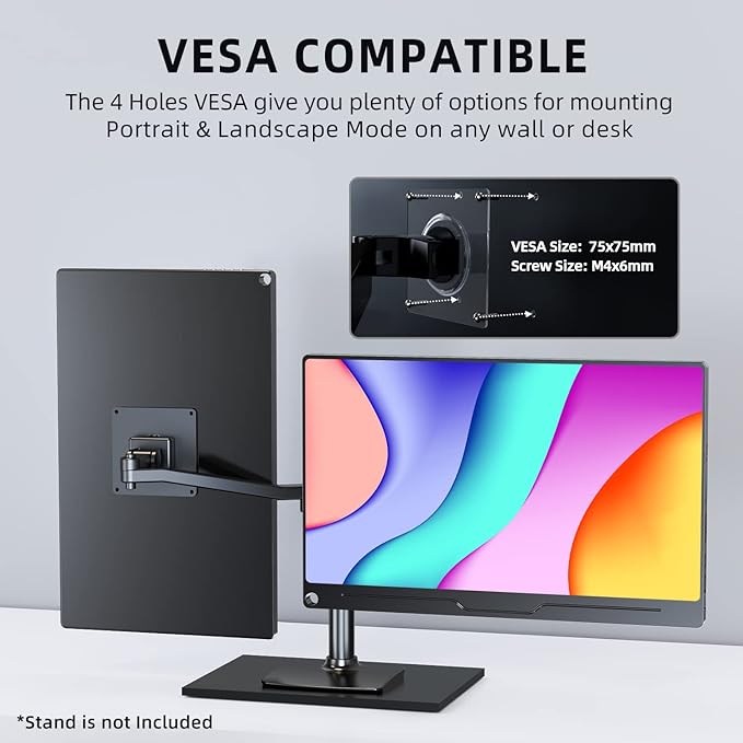 UPERFECT Portable Monitor, 15.6" IPS HDR 1920X1080 FHD Eye Care Travel Screen USB C Gaming Monitor, Dual Speaker External Monitor HDMI Type-C VESA for Laptop PC Phone w/Case