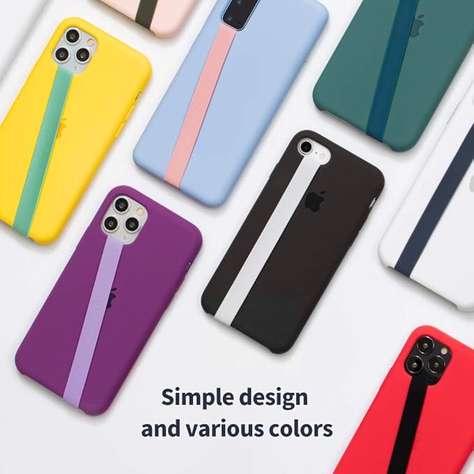 Sinjimoru Stretchable Silicone Phone Strap, Flexible and Elastic Grip Holder for iPhone & Android, Secure Phone Loops Finger Grip with Wireless Charging Support Sinji Loop Grey