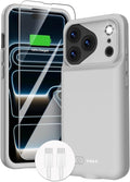 Battery Case for iPhone 17 Pro, Charging Case Charger 8500mAh Ultra-Slim Lightweight Powerful Battery Pack 15W Fast Rechargeable Anti-Fall TPU Juice Box for iPhone 17 Pro (6.3") Grey
