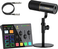 TONOR Audio Interface and Microphone Set, Podcast Equipment Bundle, USB Audio Mixer with RGB, XLR Dynamic Microphone with Studio Sound Quality, Complete Package for Content Creating, Gaming, Streaming