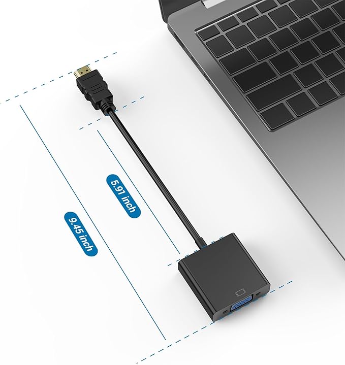 HDMI to VGA Adapter, 1PCS HDMI to VGA Unidirectional Converter (Male to Female), Compatible with Computers, desktops, laptops, PCs, Monitors, projectors, TV