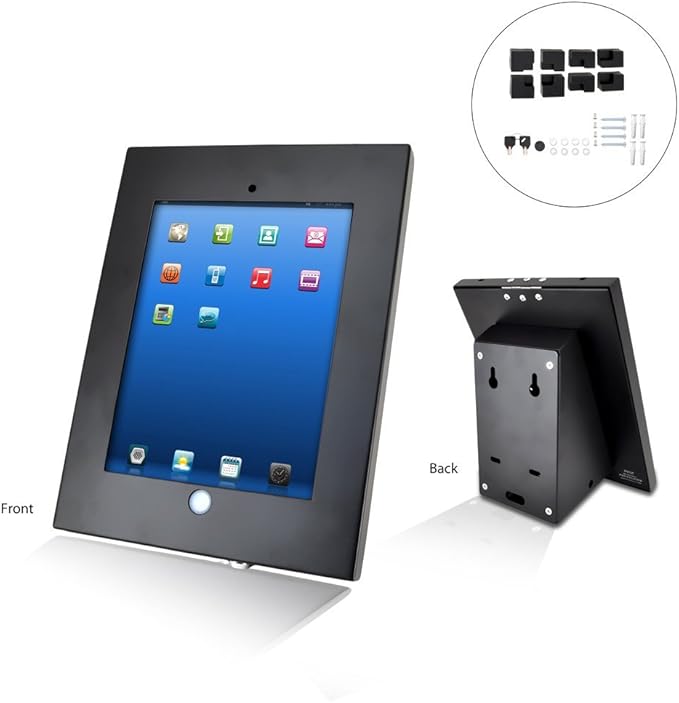 Pyle Anti-Theft Tablet Security Case Holder - Metal Heavy Duty Multi Mount Tablet Kiosk, Mounts on Wall, Table, Desk w/ Landscape/Portrait Mounting, Designed for iPad 2, 3, 4, Air Tablets - PSPADLKW5