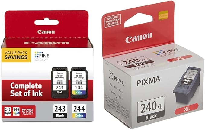 Canon PG-243/ CL-244 Ink Multi Pack, Compatible to TR4520, MX492, MG2520, MG2922 & PG-240 XL Black Ink Catridge Compatible to Printer MG2120, MG3120, MG4120, MX512, MX432, MX372