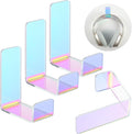 Weewooday 4 Pieces Headphone Hanger Holder Desk Adhesive Headphone Hook Wall Mount Headset Stand Acrylic Holder with Glues for General Purpose Game Earphone(Colorful)