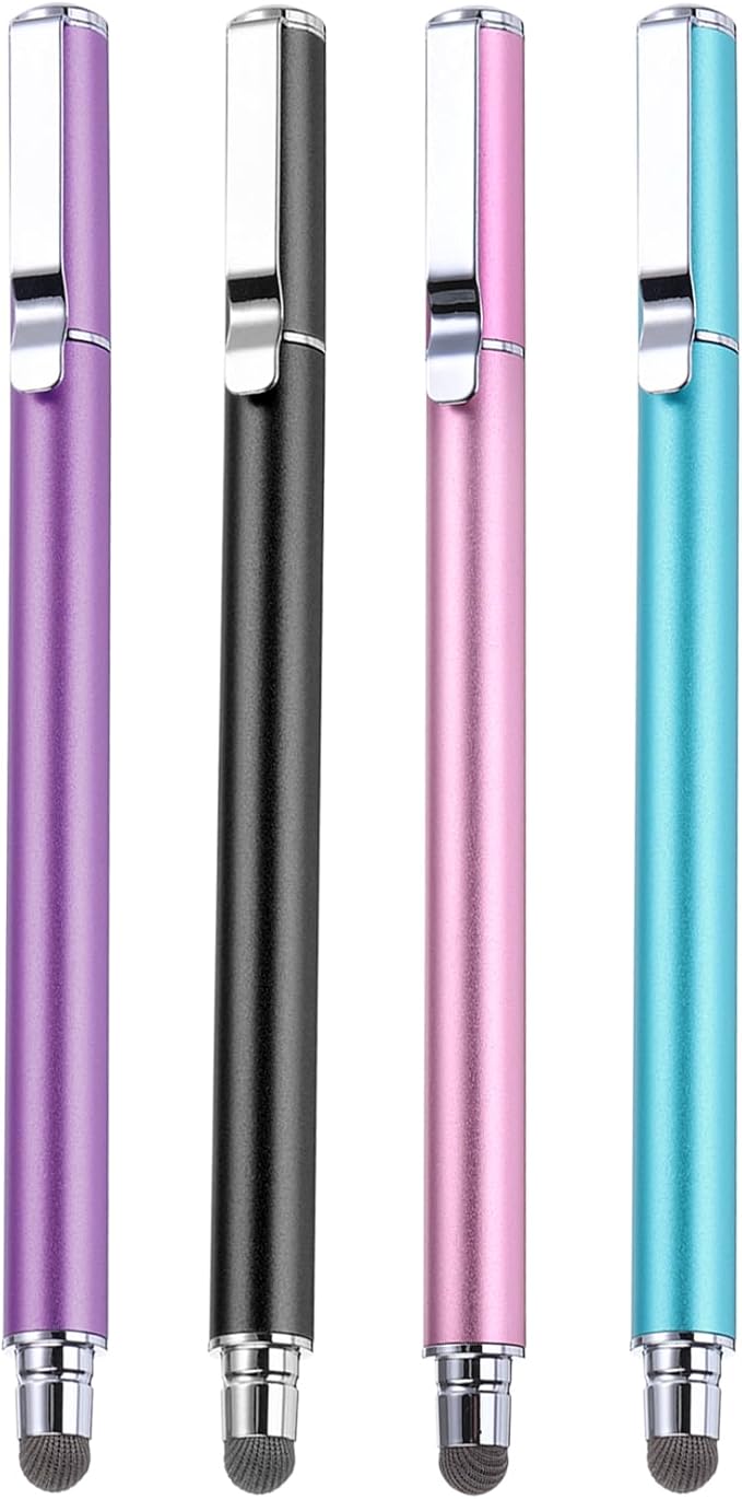 MECCANIXITY 4pcs Stylus Pens for Touch Screens Universal Capacitive Stylus Pencil Sensitivity for Phone Tablet Touch Screen Device,Black Blue Purple Pink