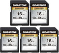 [5-Yrs Free Data Recovery] GIGASTONE 16GB 5-Pack SD Card, Camera Pro, A1 V10 SDHC Memory Card Compatible with SPYPOINT TACTACAM Trail Camera, with 5 Mini Cases