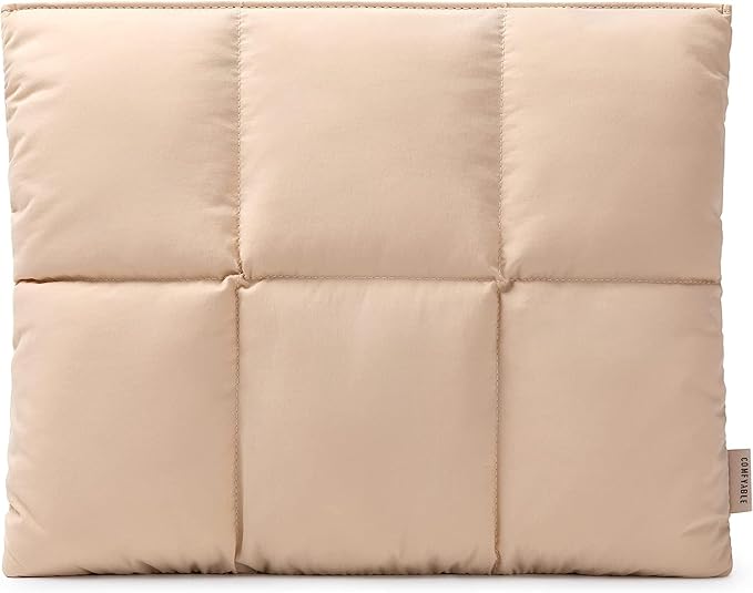 Comfyable Puffy Laptop Sleeve 13 Inch 14 Inch, Quilted Puffer Laptop Carrying Case, Pillow Case Compatible with MacBook Air M4 2025 M3 M2 M1, MacBook Pro M4 Pro/Max, Sand