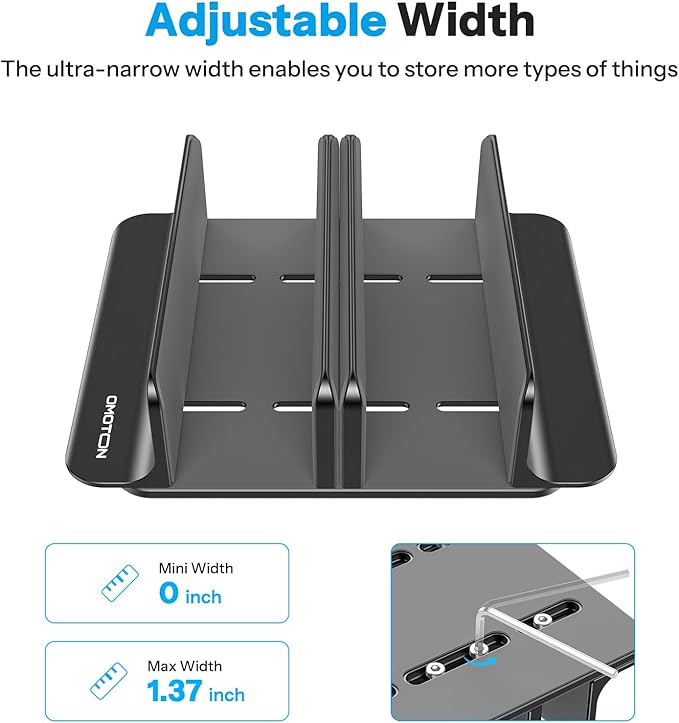 OMOTON 3-Slot Vertical Laptop Stand, Desktop Aluminum Stand for MacBook with Adjustable Dock Size, Fits All MacBook, Surface, Chromebook and Gaming Laptops (Up to 17.3 inches), Black