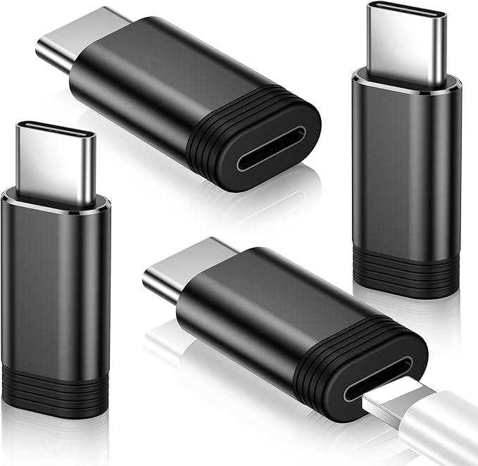 Temdan 4 Pack Lightning to USB C Adapter for iPhone 15/16/17 Pro/17 Pro Max,for iPhone 17/16 Charger,17/16 Accessories,Fast Charging&Data Transfer,USB C Charger Connector Cable,Not for Audio/OTG-Black