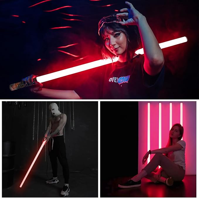 4 Pack 4ft Portable Battery Powered Tube Light 120cm Handheld LED RGB Lights Tube with Tripods, 500 Vivid Effects for Video and Photography,Light Painting,YouTube,Video and Dance Club