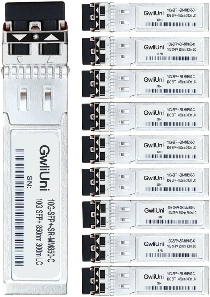 10Pcs Multi-Mode 10G SFP+ Fiber Module Network Transceiver, SR MM850nm 300m, Duplex LC for Switch, Router, Firewall, Network Card, Media Converter etc