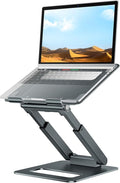 tounee Laptop Stand for Desk Adjustable Height, Telescopic Computer Stand with Pull Out Design Ergonomic Laptop Riser Fits All Laptops 10-17"-Gray