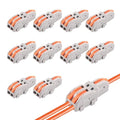 10Pcs 2 to 1 Wire Connectors Small Electrical Cable Splicing Splitter Terminal Block Inline Splice Snap Splicer for Residential Speaker Gauge Push DIY Splicing into 4/6/8/9/10 Way
