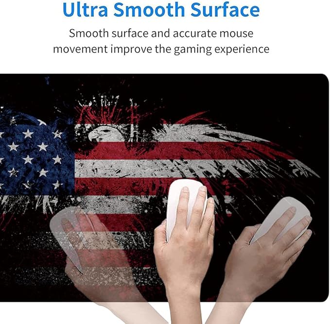 RTGGSEL 31.5x11.8 Inch Non-Slip Long Extended Large Gaming Mouse Pad with Stitched Edges XL Laptops Keyboard Mouse Mat(USA Eagle)