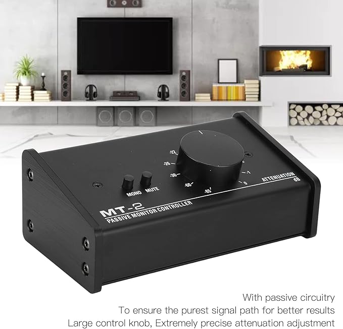 Big Knob Passive Monitor Controller, XLR and 3.5mm Interface Large Volume Knob Mute Control Passive Studio Monitor Controller Stereo Monitor Volume Controller