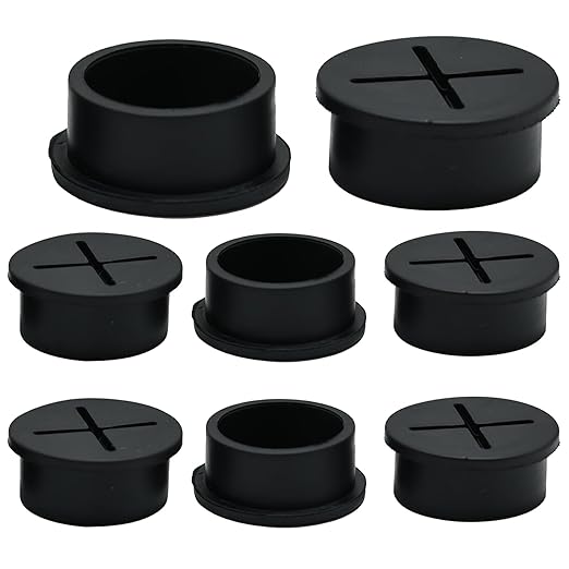 Desk Grommet, 1 in 25 mm Silicone Rubber Grommets, Black Desk Hole Cover for Cables, Flexible Wall Cord Pass Through Grommet for Office Table Computer Home Furniture Wire Organizer-8 Pcs