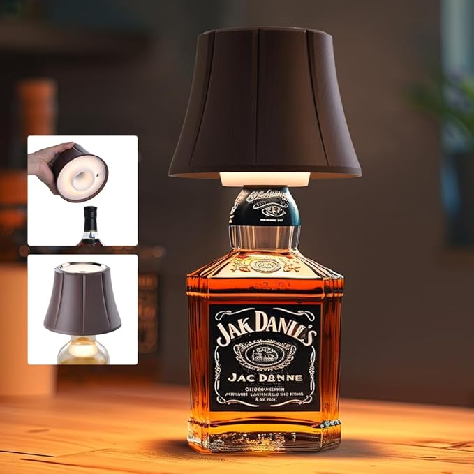 WILIT Wireless Bottle Lamp for Liquor Bottles, 3-Level Brightness Cordless Lamp Shades for Table Lamps, Battery Operated Night Light for Bedroom, Bar Decor, Living Room, Women Gifts, Gifts for Men