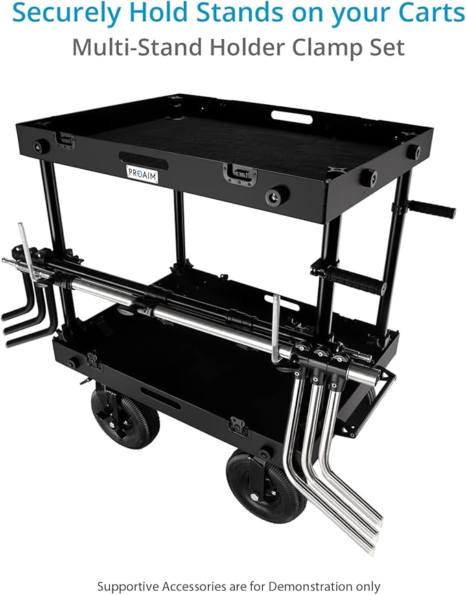 PROAIM Multi-Stand Holder Clamp Set for Camera Production Cart – Holds Lights & C-Stands, Compatible with Victor/Atlas Cart, Payload up to 68 kg /150 lb (VCTR-LC)