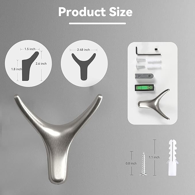 4 Packs Towel Hooks,Coat Hook Cow Head Wall Hooks, Metal Heavy Duty Wall Hooks for Hanging Coats, Hats, Bags, Kitchenware and Towels in Living Room, Kitchen, Bedroom and Bathroom (Silver)